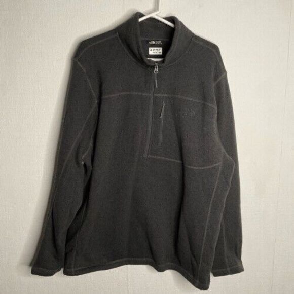 VTG The North Face Men Size XXL Gray 1/4 Zip Mockneck Sherpa Fleece Knit Sweater - Picture 1 of 10